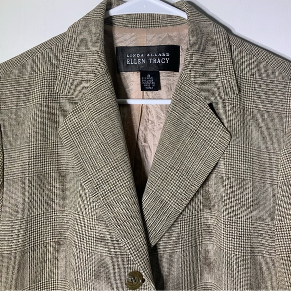 Ellen Tracy Brown Plaid Blazer Sz 8 Wool, Linen Gorgeous! - Picture 3 of 11